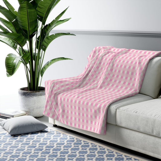 Dreamy Rose Gingham Fleece Blanket