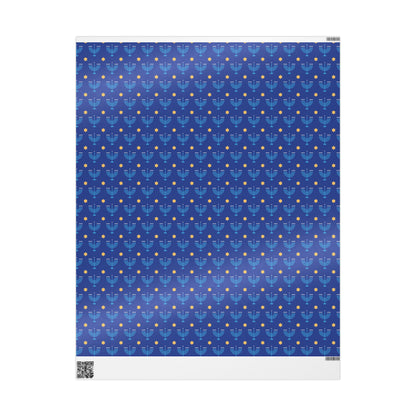 Dk. Blue/Gold Star of David Hanukkah Wrapping Paper