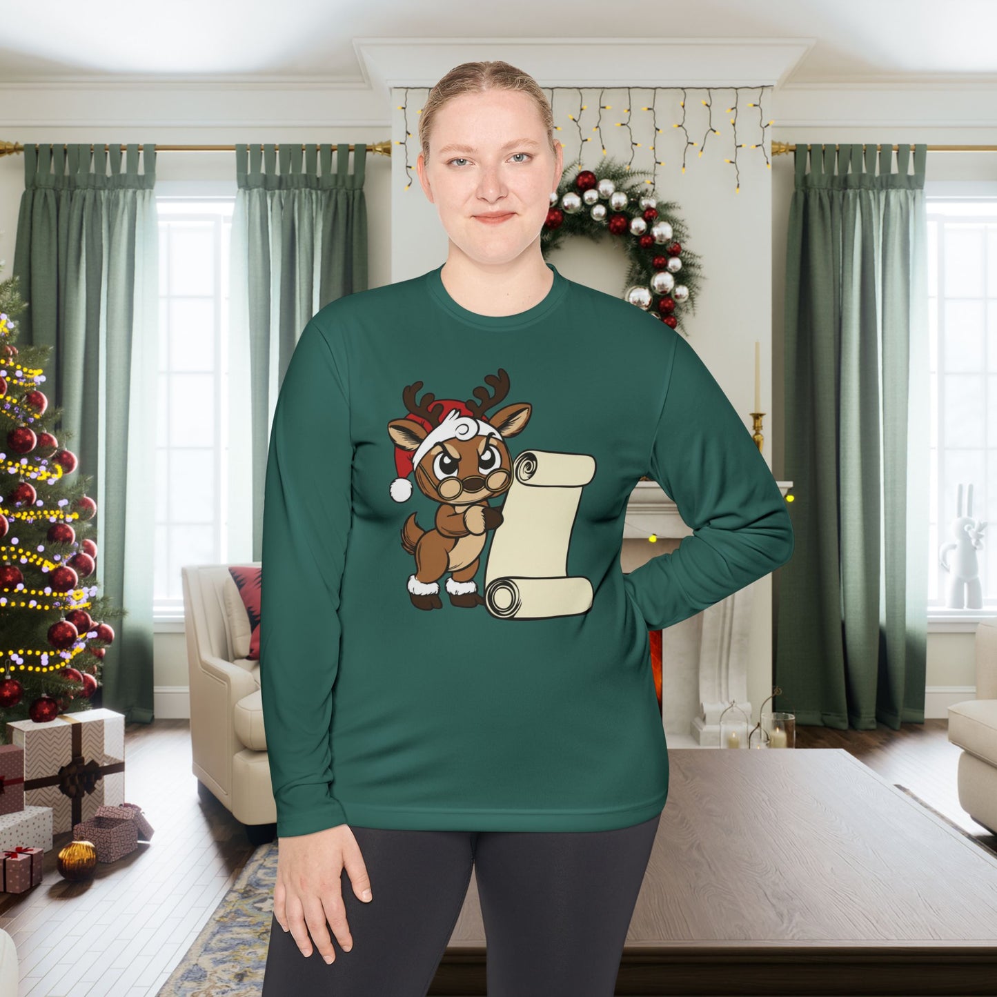 Reindeer Claus Adult Long Sleeve Tee