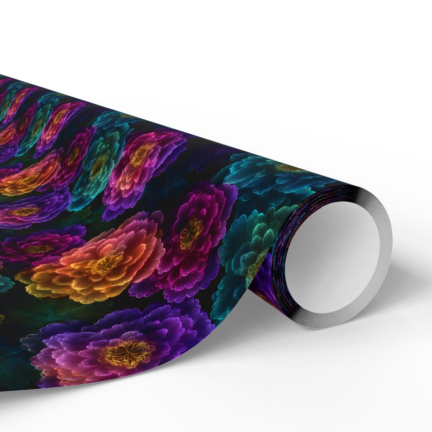 Neon Whisper Blooms Wrapping Paper