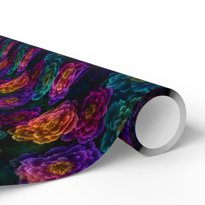 Neon Whisper Blooms Wrapping Paper