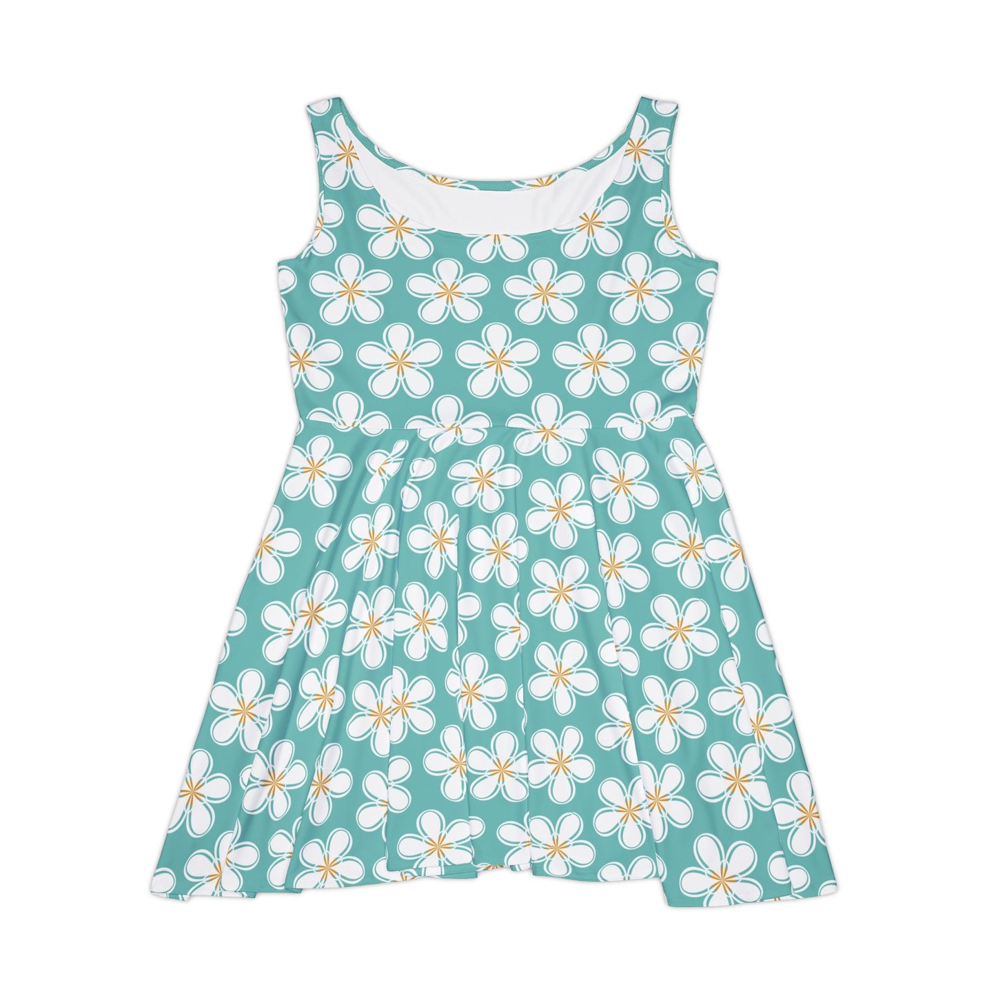 Teal Hibiscus Women's Skater Dress - Fun Spring Floral Dress for Every Occasion
