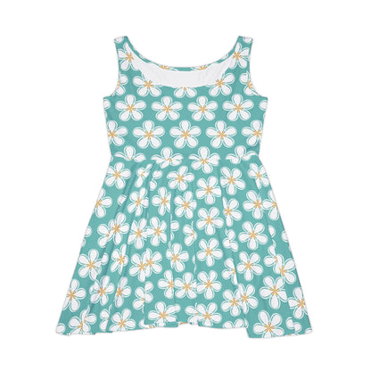 Teal Hibiscus Women's Skater Dress - Fun Spring Floral Dress for Every Occasion