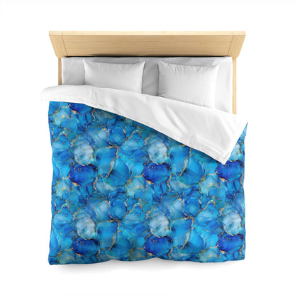 Turquoise Marble Print Microfiber Duvet Cover
