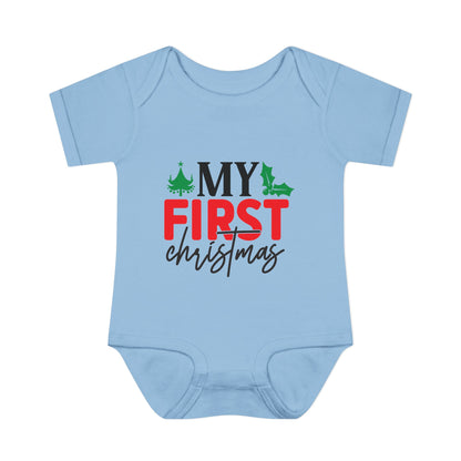 My First Christmas Infant Baby Rib Bodysuit