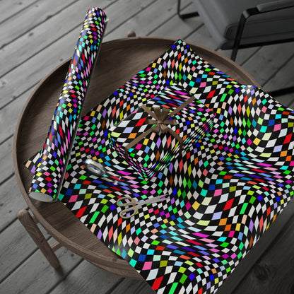 Warped Colorful Checkered Wrapping Paper