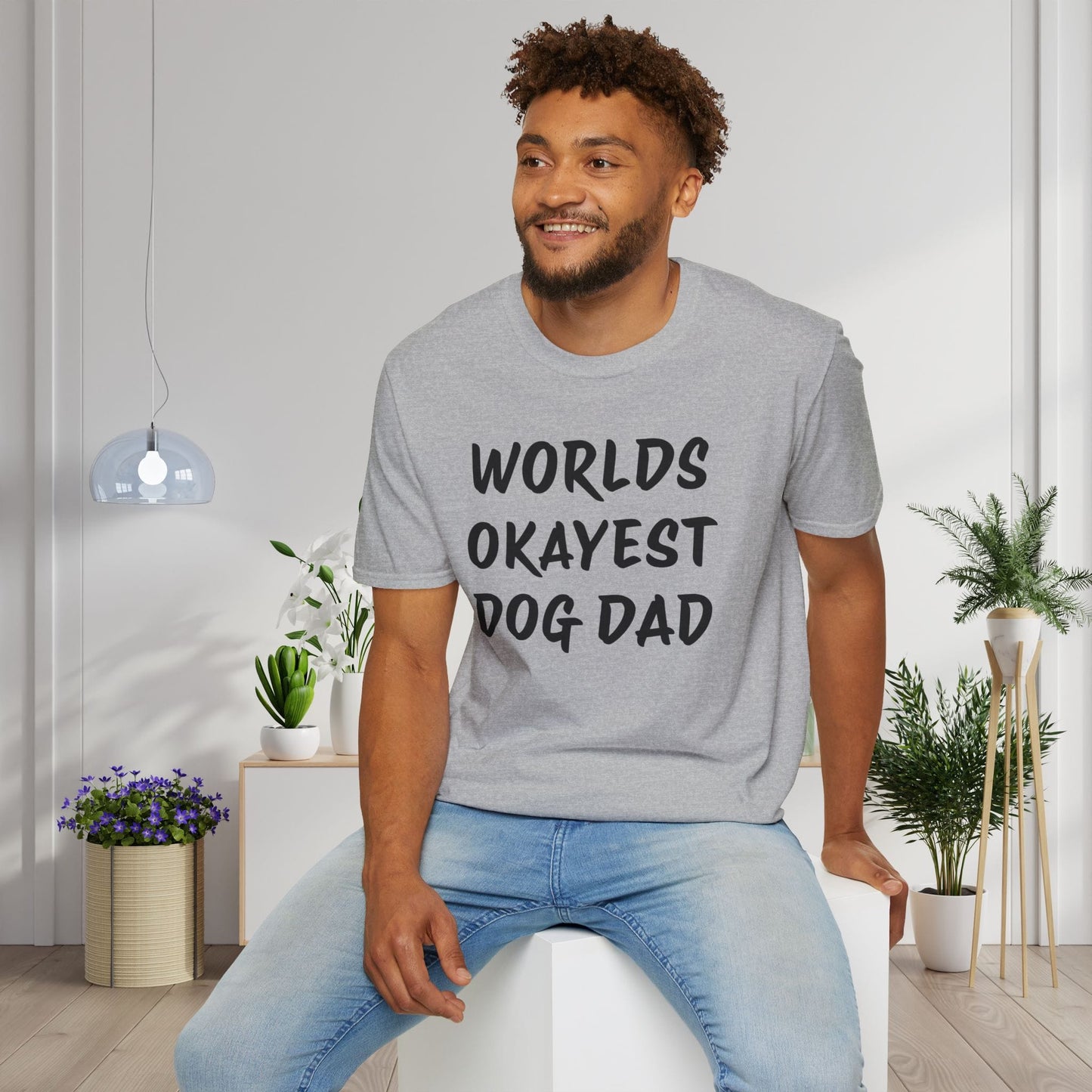 Worlds Okayest Dog Dad Adult T-shirt