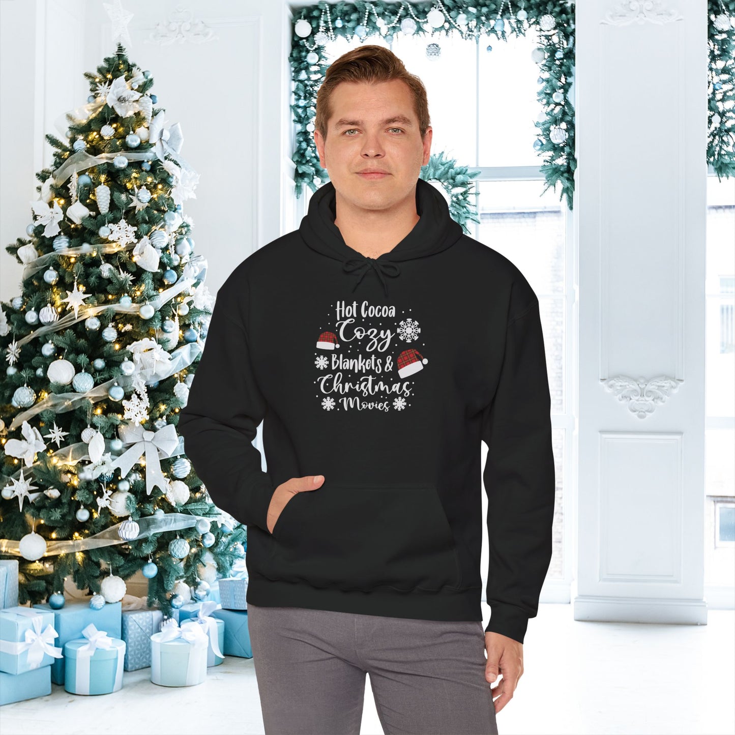 Hot Cocoa, Cozy Blankets & Christmas Movies Adult Heavy Blend™ Hooded Sweatshirt