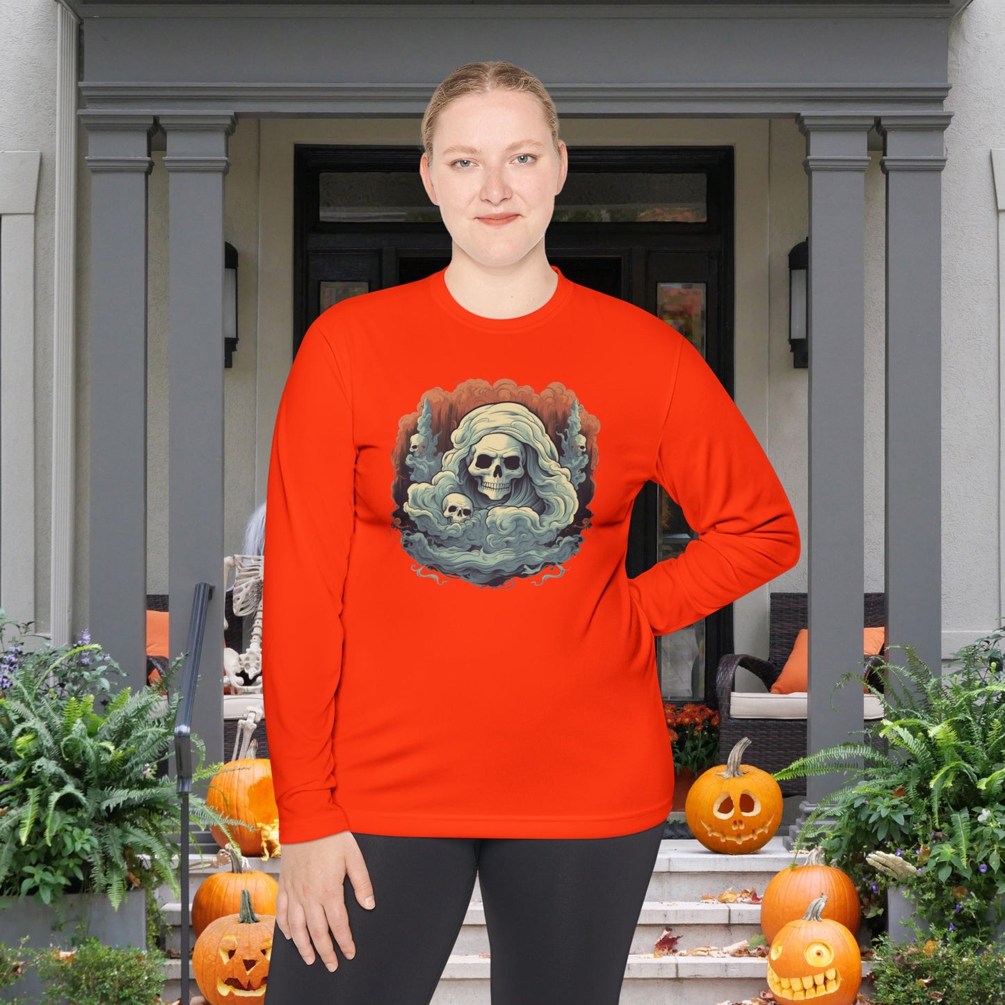 Creepy Ghost 4 Adult Long Sleeve Tee