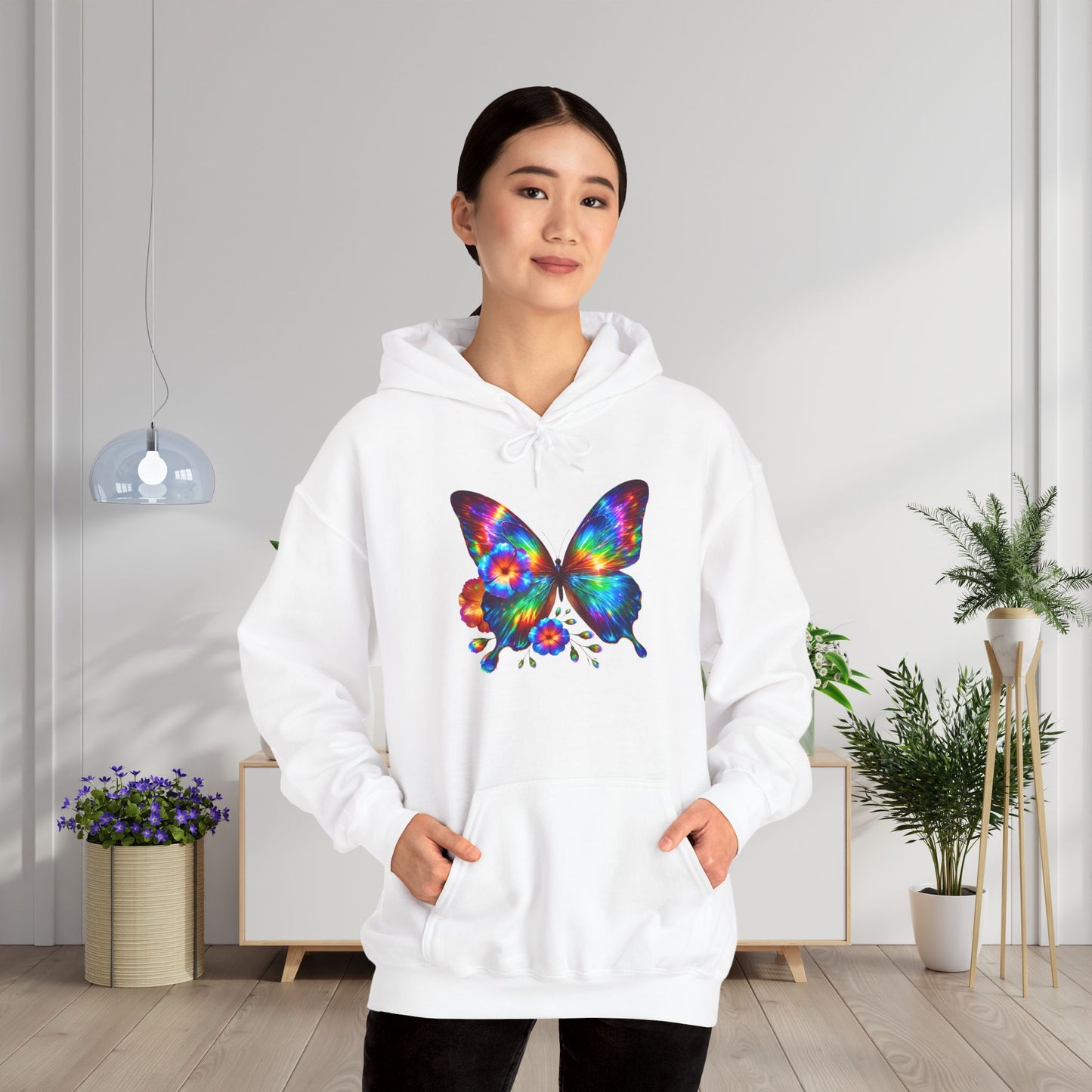 Floral Butterfly Heavy Blend™ Hooded Sweatshirt