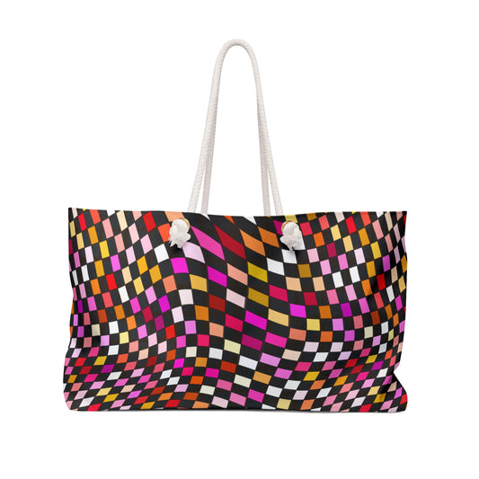 Warped Red Checkered Weekender Bag