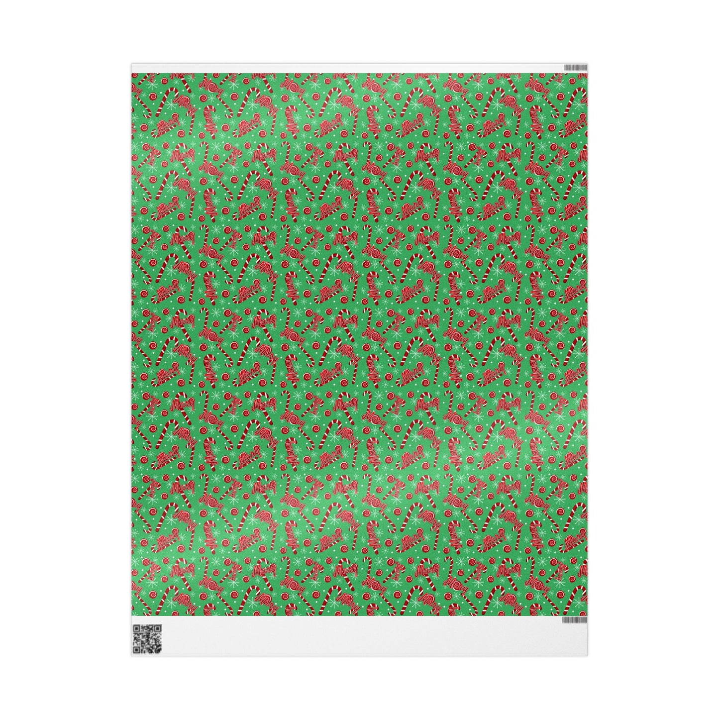 Red & Green Candy Canes Custom Name Wrapping Paper (Mary)