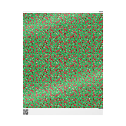 Red & Green Candy Canes Custom Name Wrapping Paper (Mary)