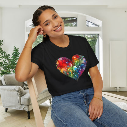 Color Burst Heart Adult T-shirt