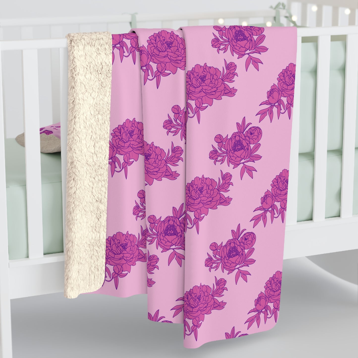 Bubblegum Bloom Peonies Fleece Blanket