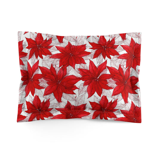 Christmas Blossom Sketch Microfiber Pillow Sham