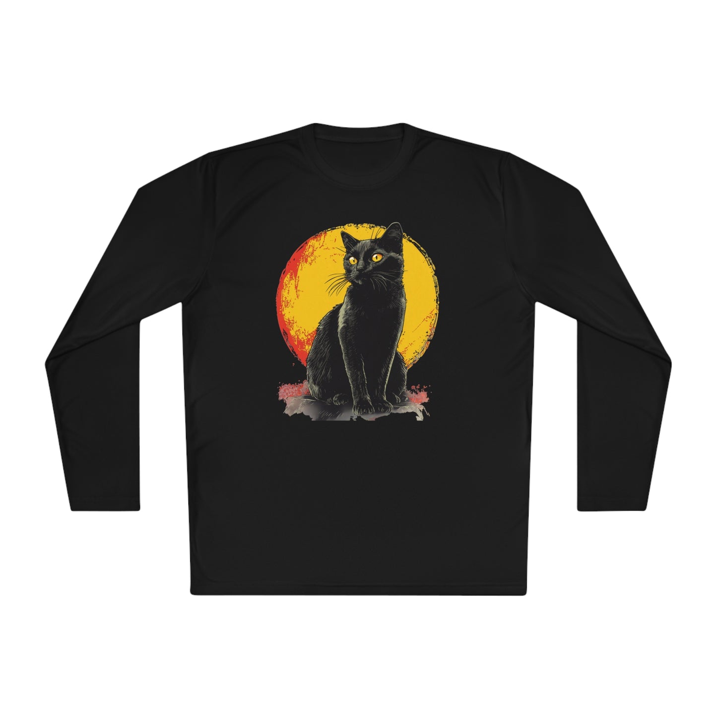 Black Cat Over Moon Adult Long Sleeve Tee