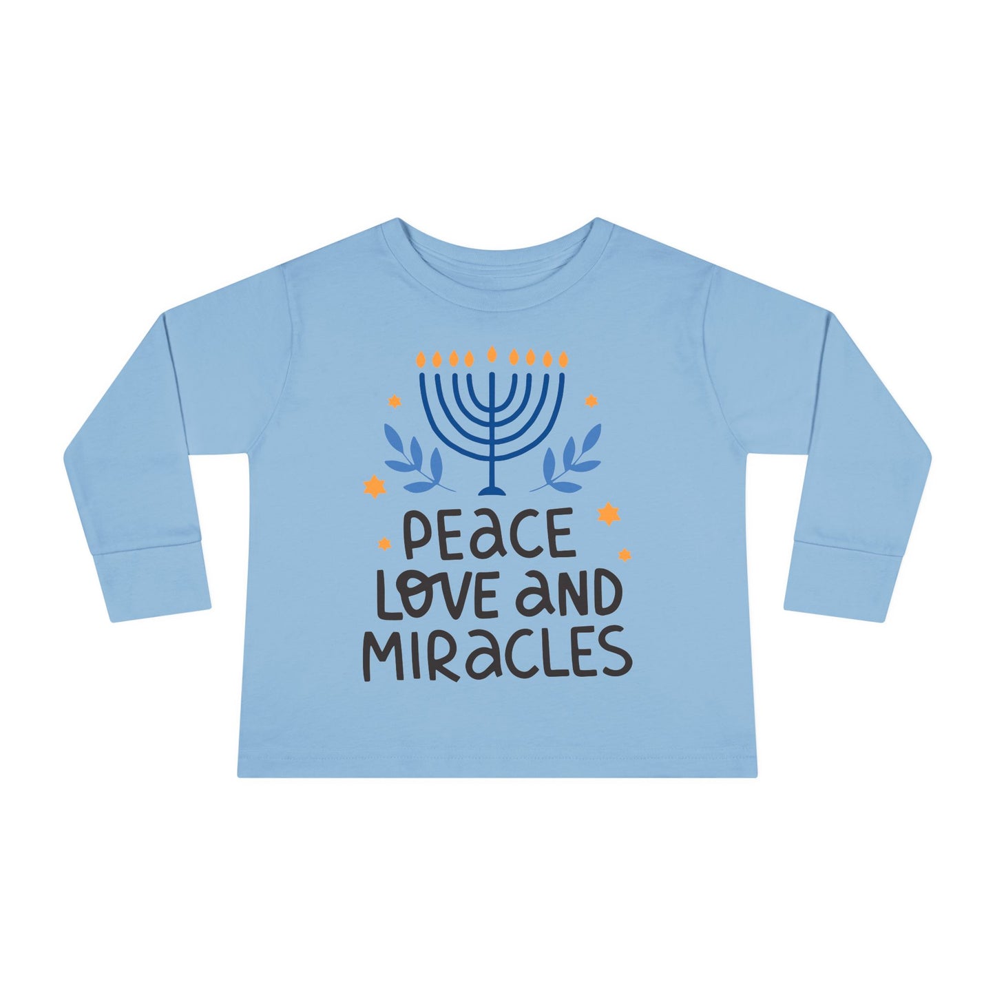 Hanukkah Peace Love & Miracles 1 Toddler Long Sleeve Tee