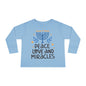 Hanukkah Peace Love & Miracles 1 Toddler Long Sleeve Tee