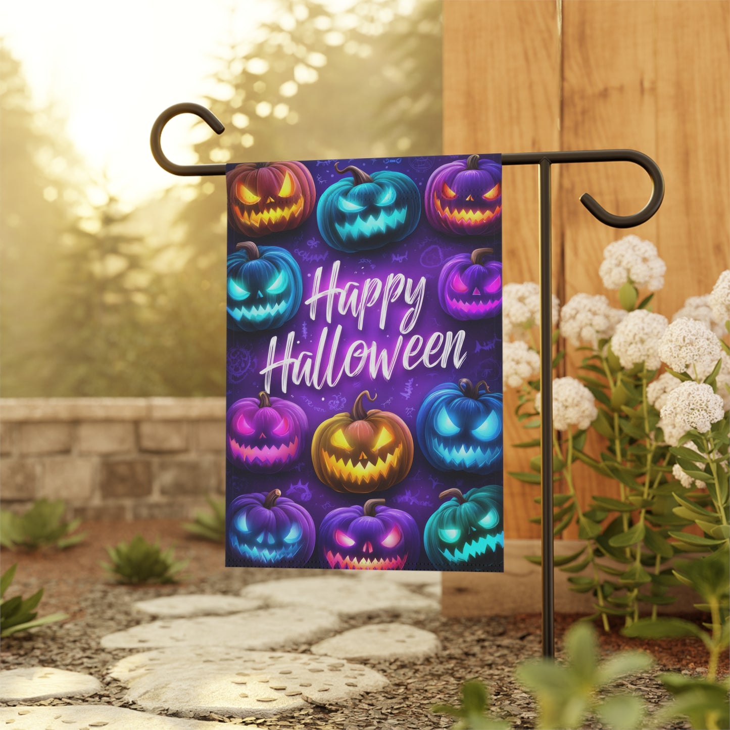 Happy Halloween Purple Garden Banner