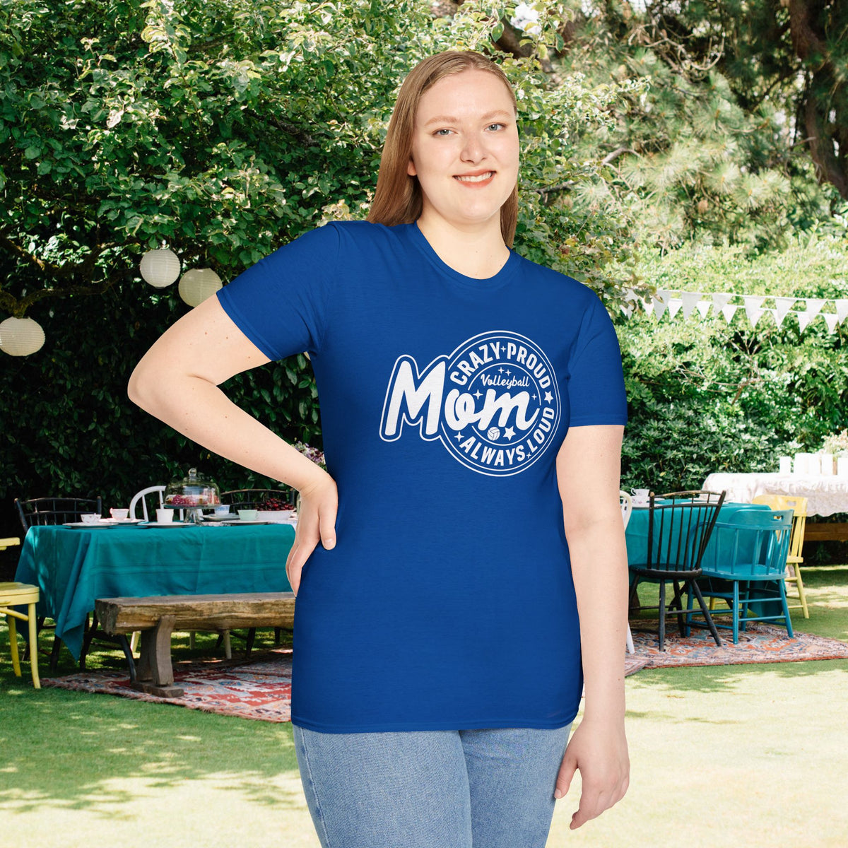 Crazy Proud Always Loud Volleyball Mom Adult T-shirt