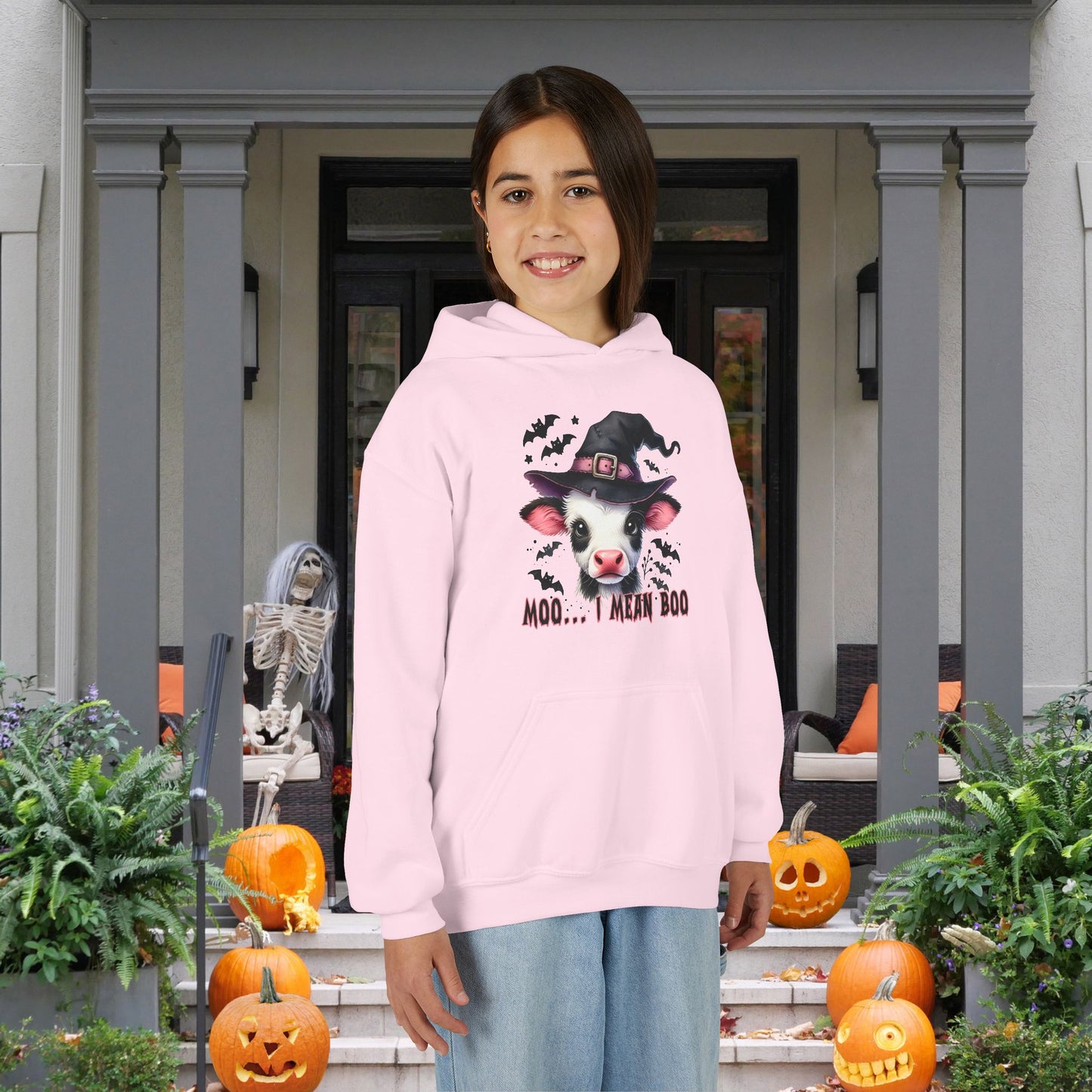 Moo I Mean Boo Calf Youth Heavy Blend Hooded Sweatshirt