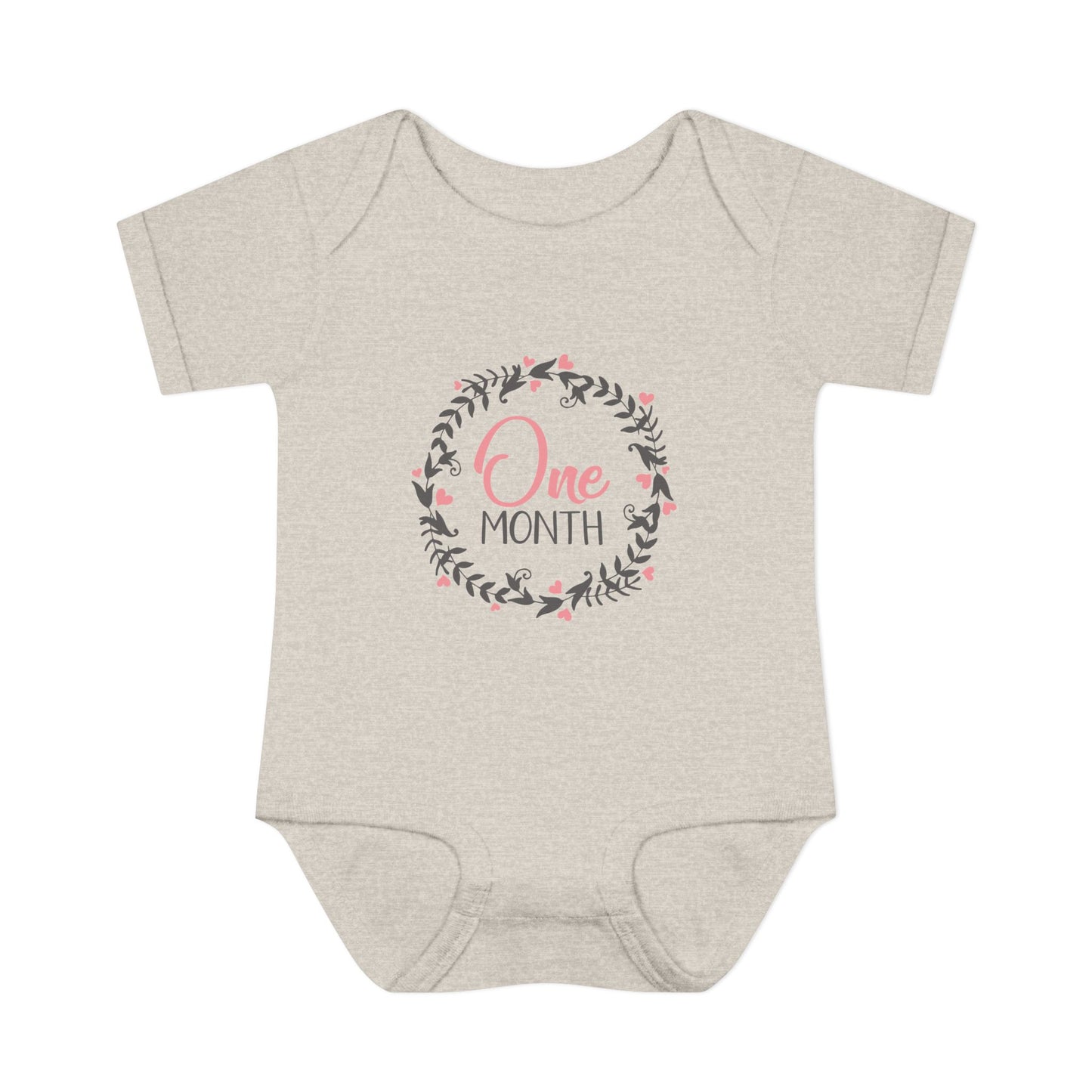 Pink Milestone Wreath Onesie-One Month