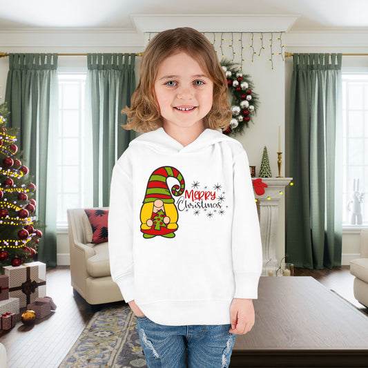 Merry Christmas Girl Gnome Toddler Pullover Fleece Hoodie