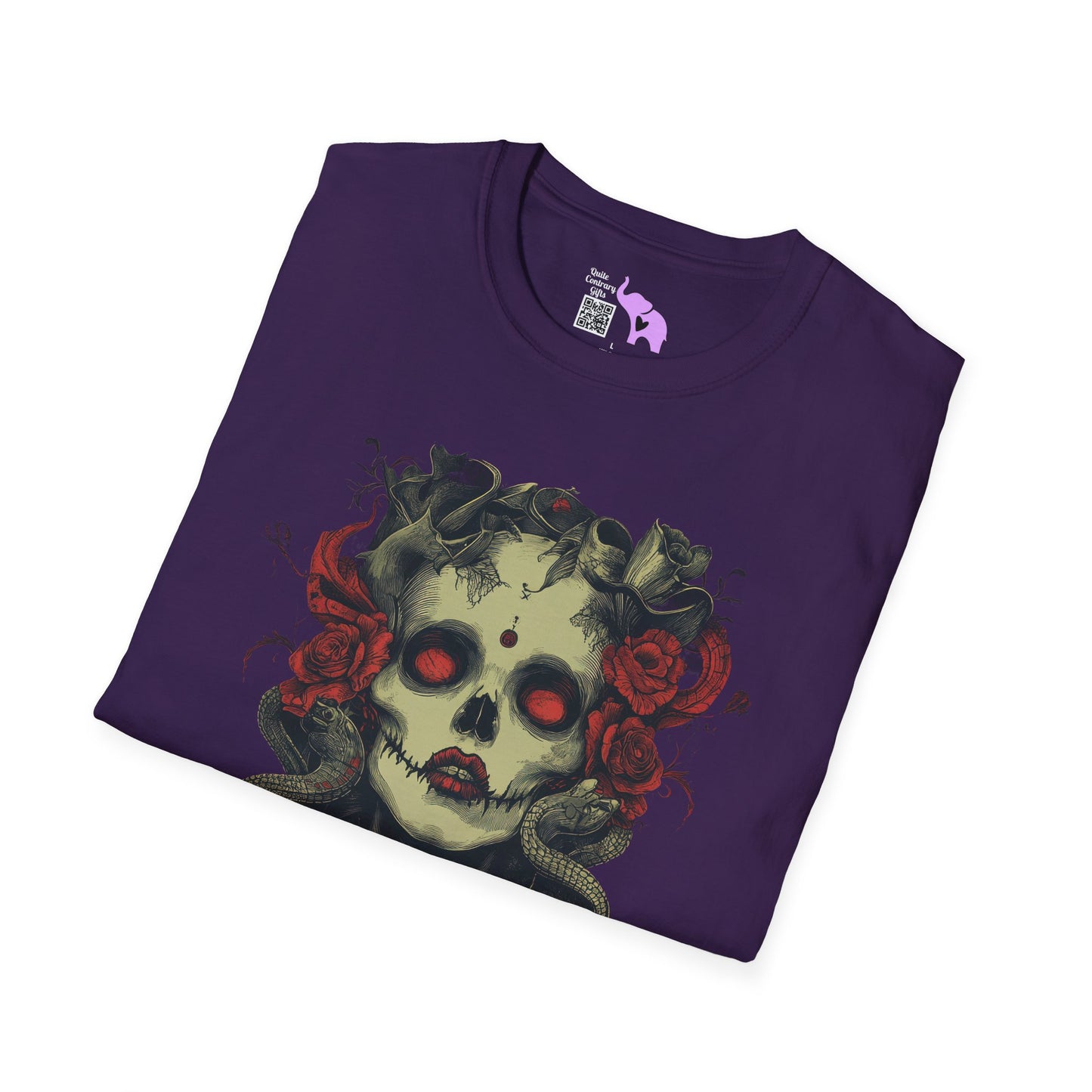 Creepy Skull and Roses Adult T-shirt