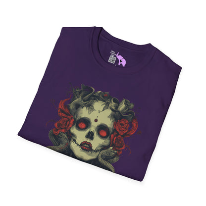 Creepy Skull and Roses Adult T-shirt