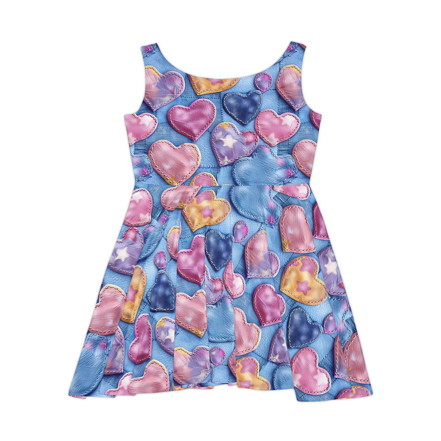 Color Pop Stitched Hearts Women's Skater Dress