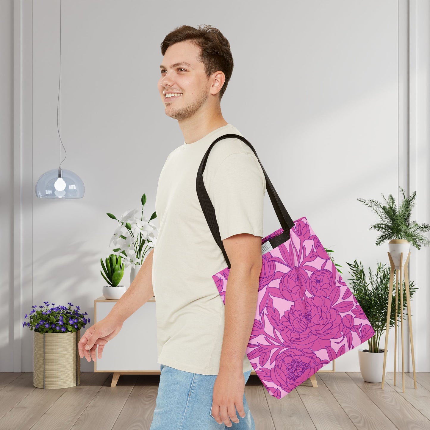 Blush Peony Garden Canvas Tote Bag