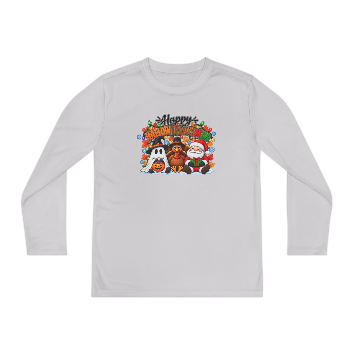 Happy Hallowthanksmas (String Lights) Youth Long Sleeve Tee