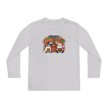 Happy Hallowthanksmas (String Lights) Youth Long Sleeve Tee
