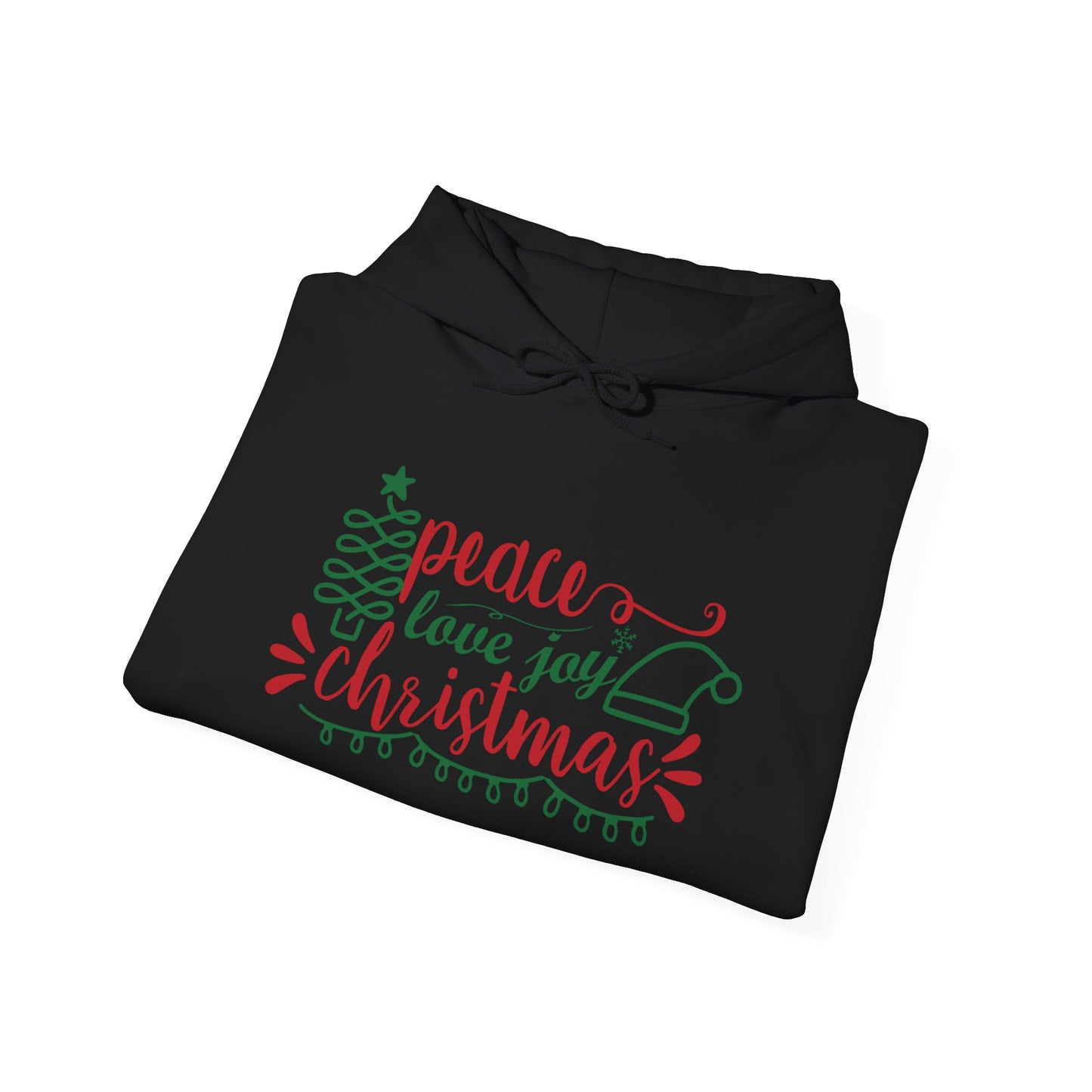 Peace Love & Joy Christmas Adult Heavy Blend™ Hooded Sweatshirt