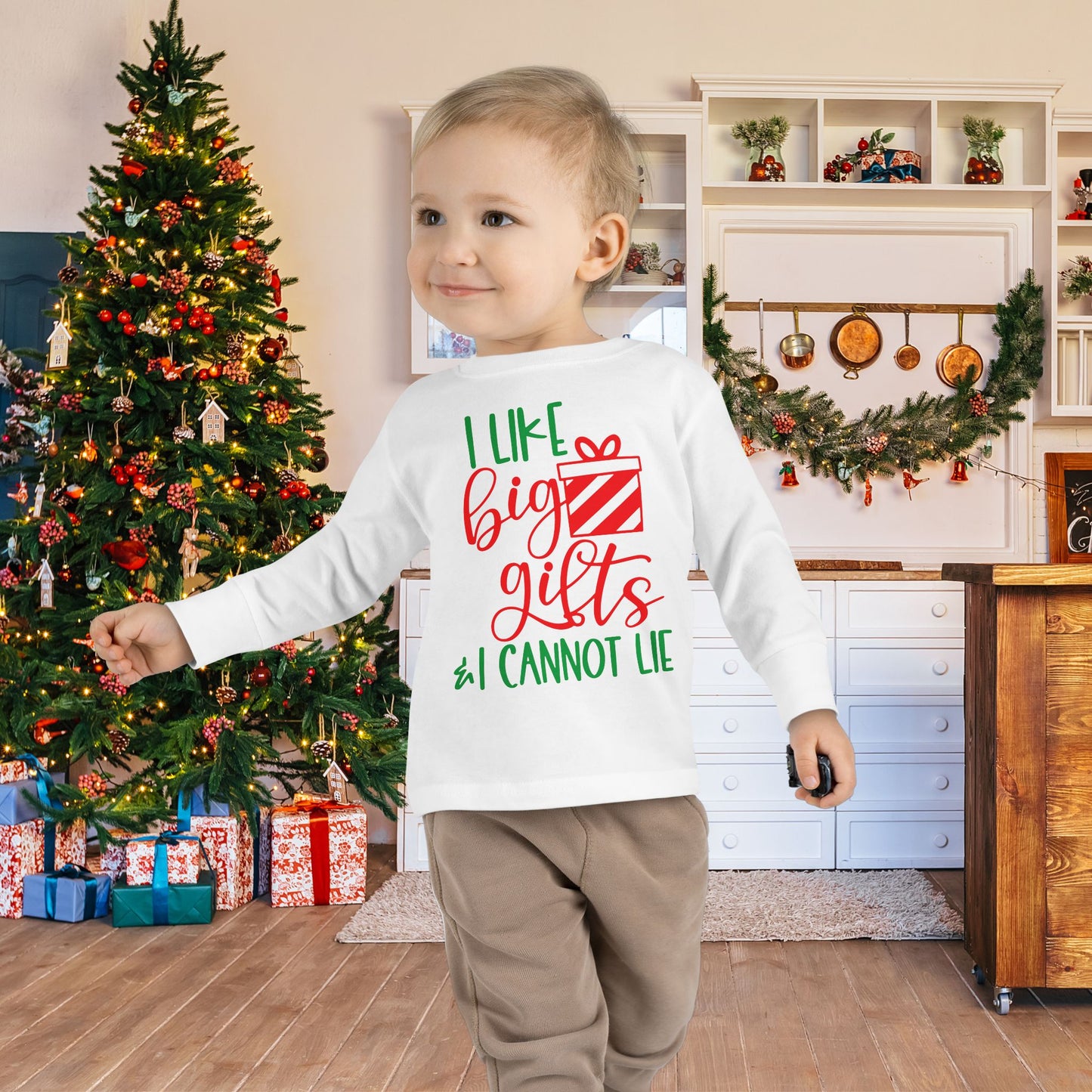 I Like Big Gifts & I Cannot Lie Toddler Long Sleeve Tee