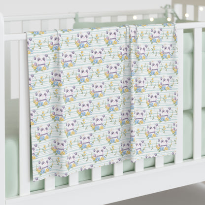 Pandas in Bloom Baby Swaddle Blanket