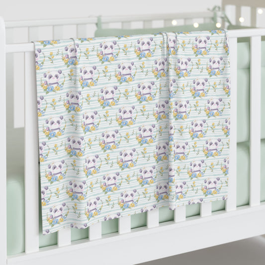 Pandas in Bloom Baby Swaddle Blanket