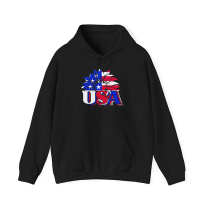 USA Red White & Blue Sunflower Heavy Blend™ Hooded Sweatshirt