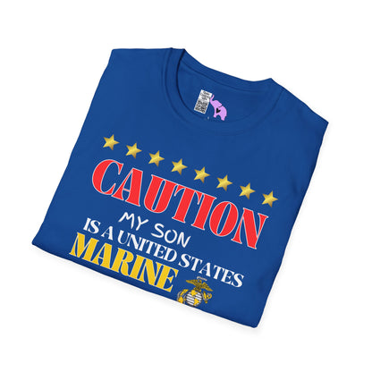 Caution My Son is a US Marine I've Been Known to Brag (Mom) Adult  T-Shirt