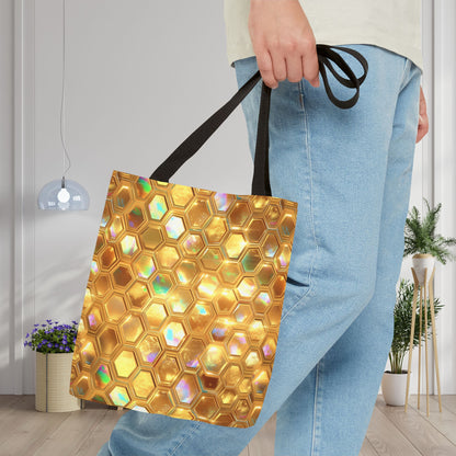 Golden Prism Grid Canvas Tote Bag