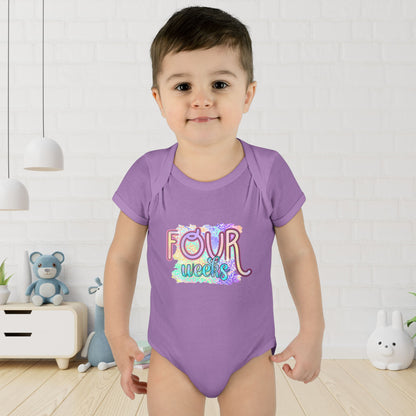 Pastel Wild One Milestone Baby Bodysuit-Four Weeks