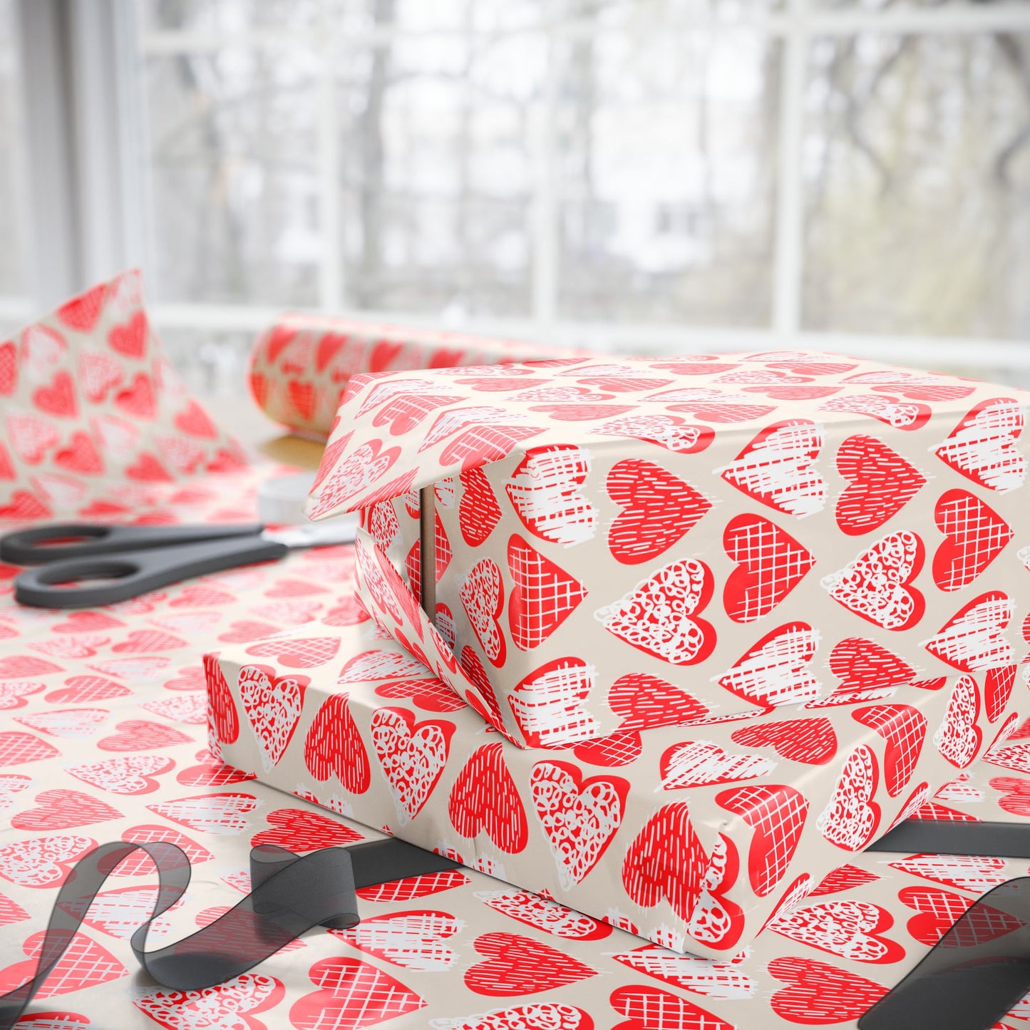 Doodle Hearts Wrapping Paper