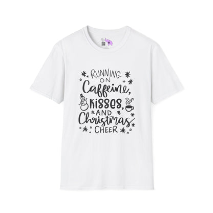 Running on Caffeine, Kisses, & Christmas Cheer Adult T-shirt