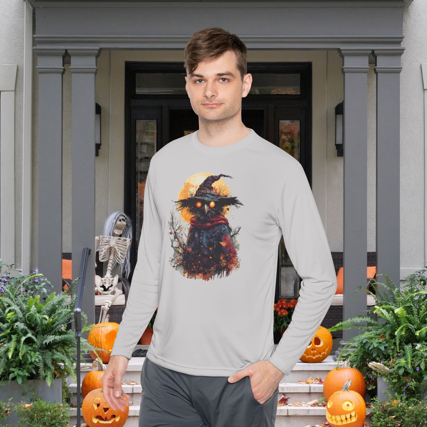 Halloween Scarecrow Adult Long Sleeve Tee