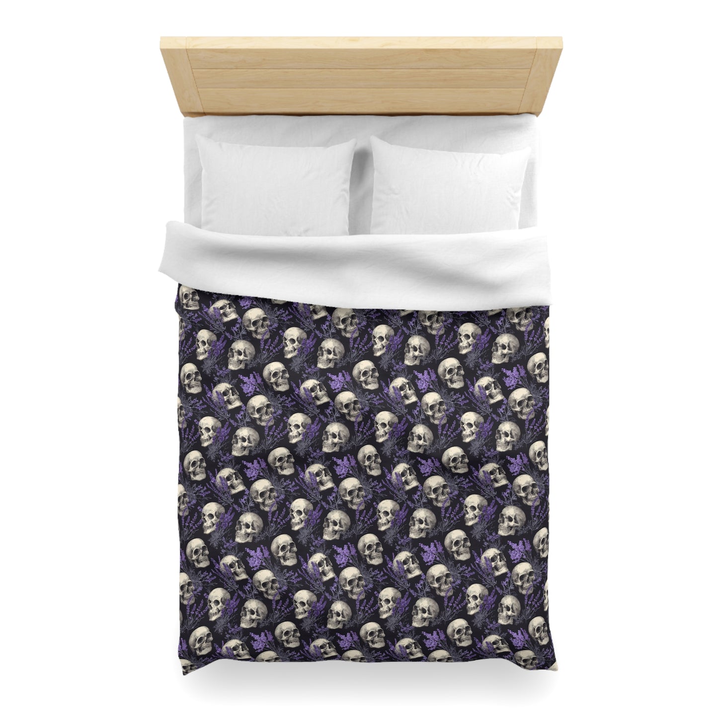 Midnight Lavender Skulls Microfiber Duvet Cover