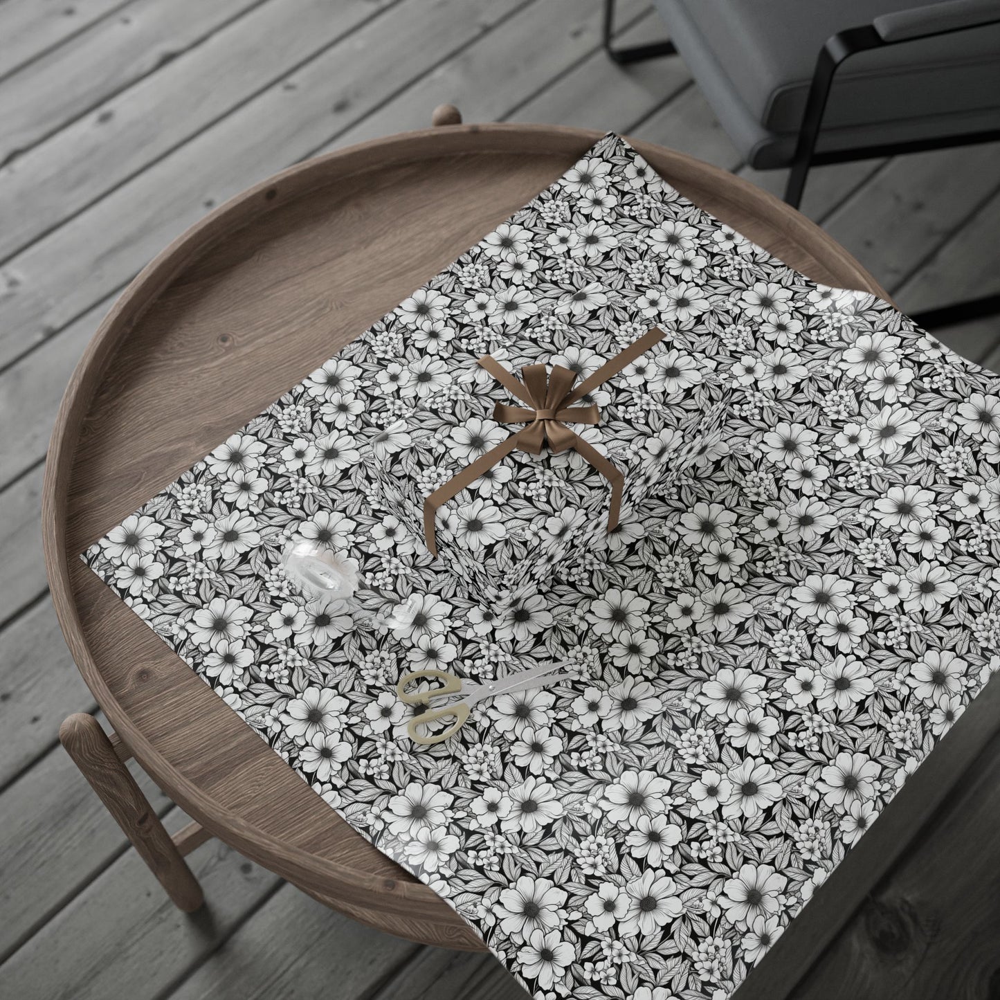 Black & White Forget-Me-Nots Gift Wrap for All Occasions