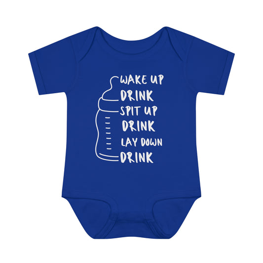 Wake Up Spit Up Lay Down Drink Infant Baby Rib Bodysuit