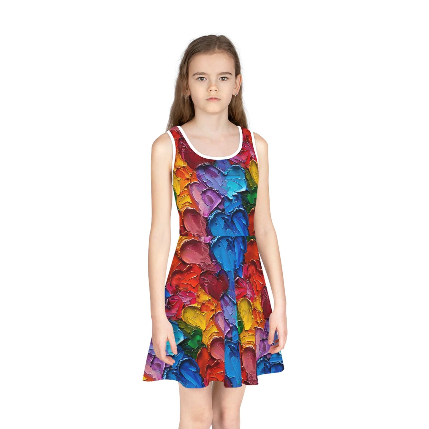 Palette Knife Hearts Girls' Sleeveless Sundress