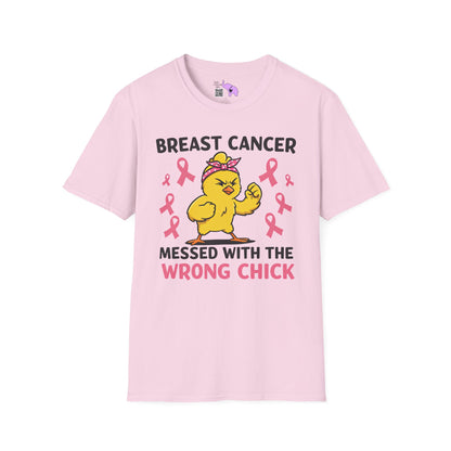 Breast Cancer Messed With The Wrong Chick Adult Unisex Tshirt